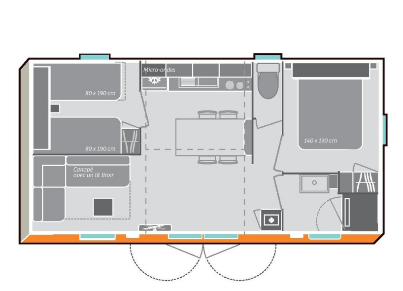 Oléron Loisirs - Mobil home - Mobil-home Premium 6 personnes 2 chambres 28m²