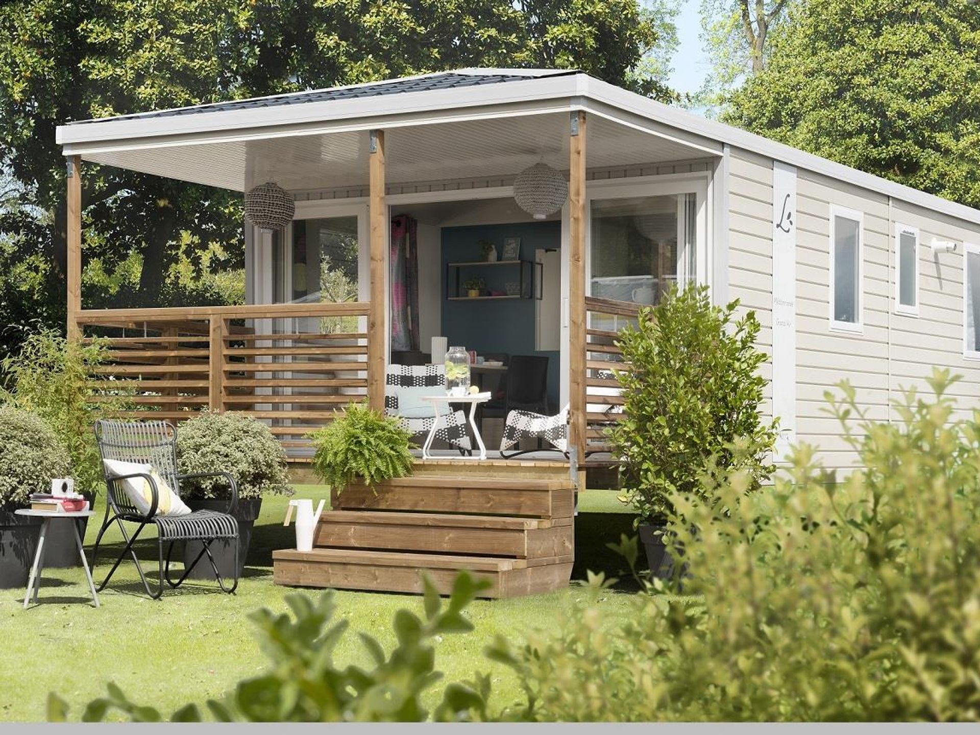 Camping des Vallées - Mobil home - Mobil-home PREMIUM 26m² 2 chambres - terrasse intégrée de 8m²+ lave-vaisselle