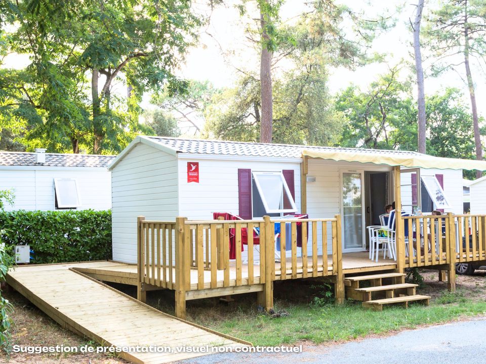 Les Dunes - Mobil home - Mobilhome 4 personnes - Mobil-home PMR Confort 28m² 2 chambres + grande terrasse + TV