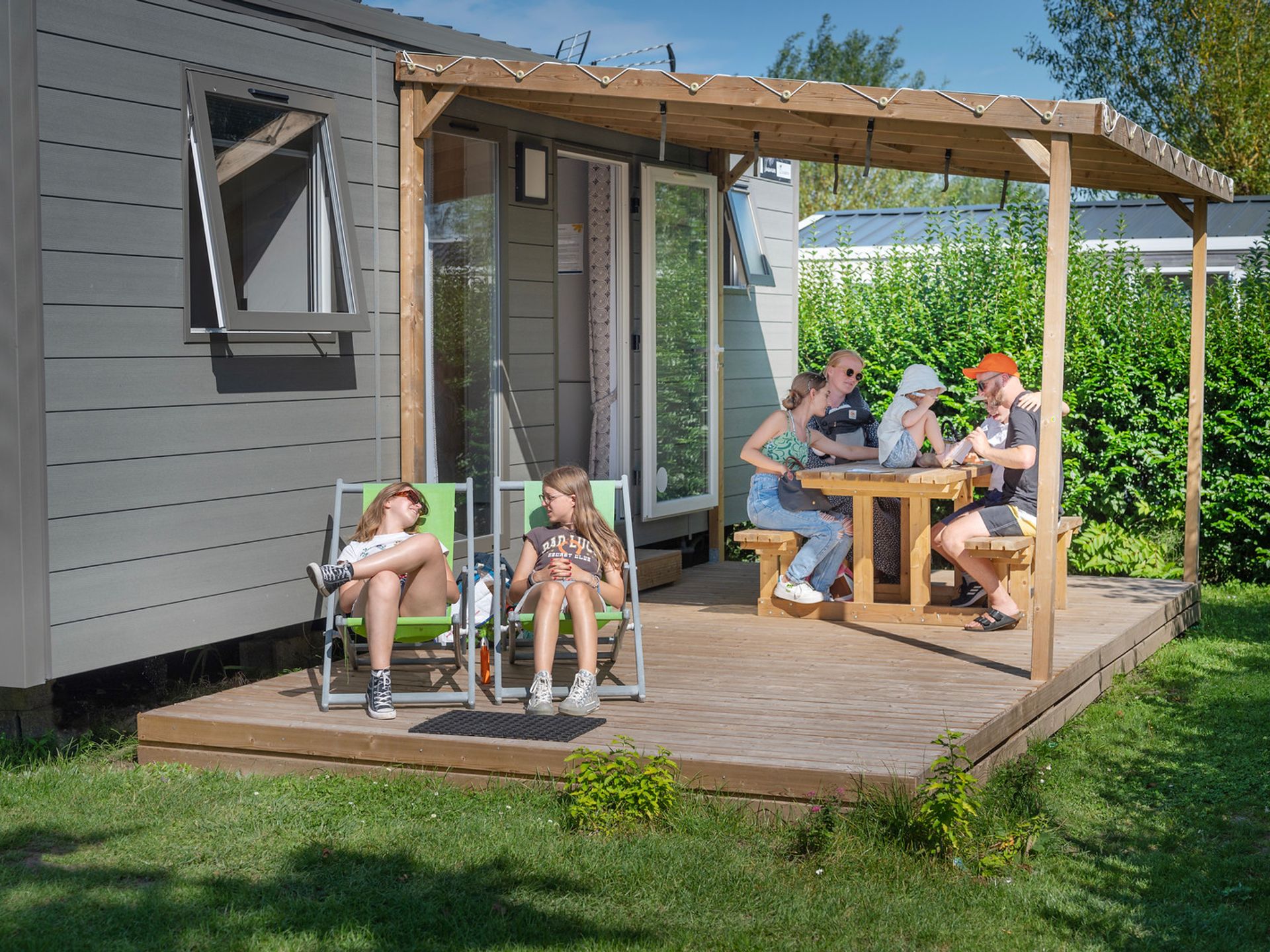 Les Aubépines - Mobil home - 30m² Confort (2 chambres) avec Terrasse semi couverte 15m²