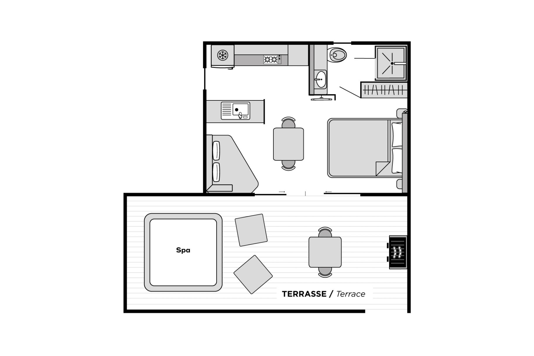Camping Club La Côte des Roses - MS Vacances - Mobil home - 2p - Otello Livia SIGNATURE & SPA Quartier Piéton