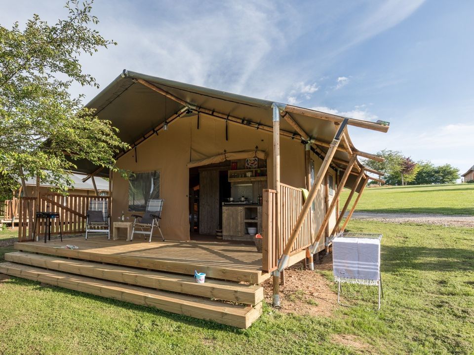 Le Lac de Bonnefon - Tente meublée - Tente en toile et en bois 4 personnes - > NOUVEAU Tente Safari Premium 2 chambres