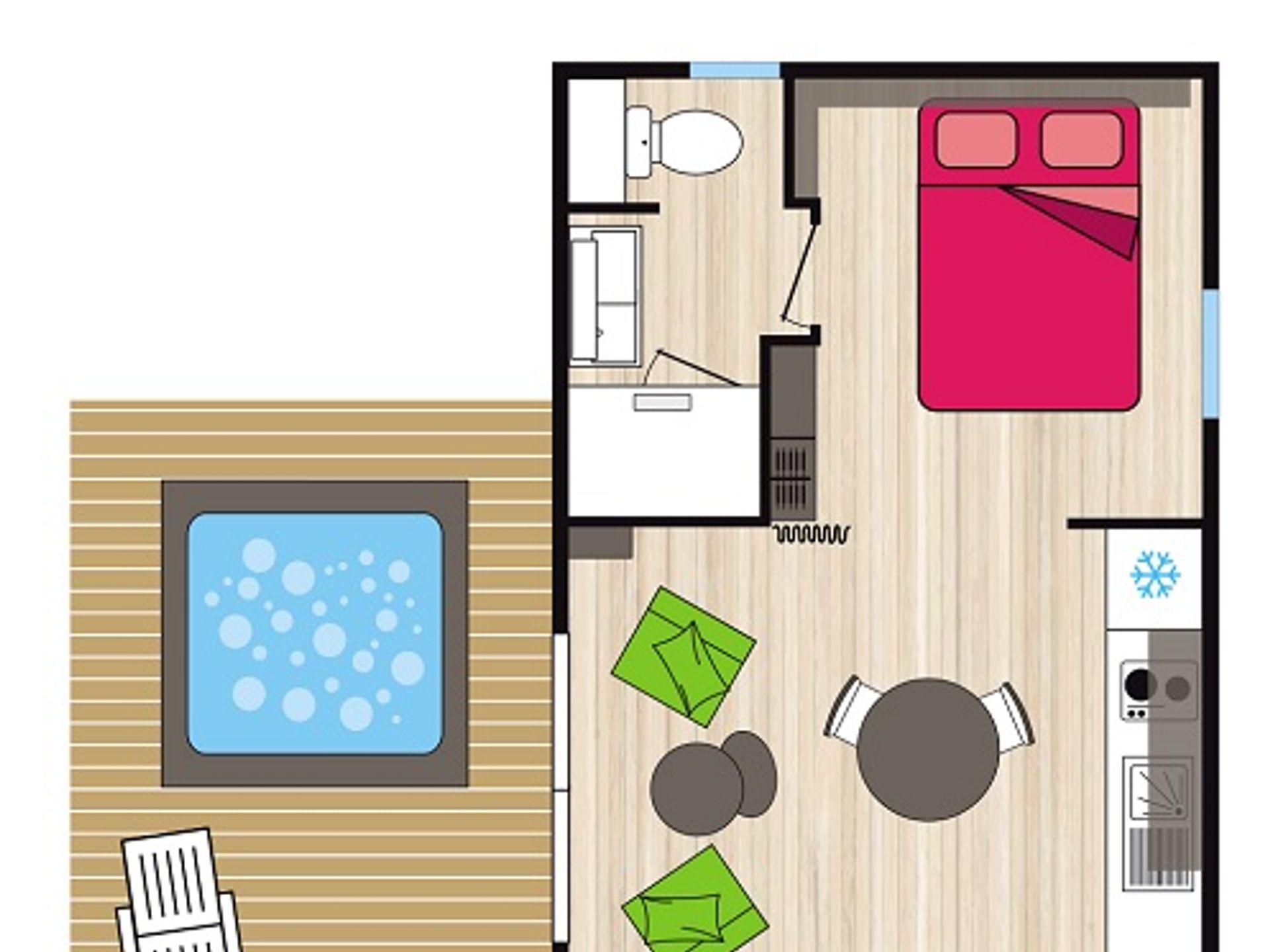 Les Cerisiers du Jaur - Mobil home - Premium - Le Somail - 21 m2 - 1 ch - 1 sdb - spa