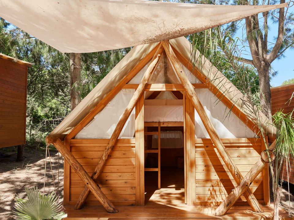 Camping Paloma - Tente meublée - Tente en toile et en bois 4 personnes - Tente Janda - 10m²