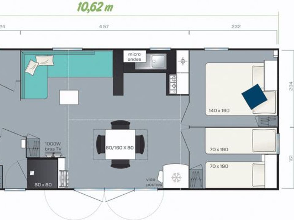 Les Alouettes - Mobil home - Mobilhome 9 personnes - Cottage face au terrain de foot 8/9 pers