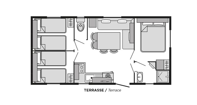 Camping Club Pontaillac Plage - MS Vacances - Mobil home - 6p - Cottage Titania STANDARD