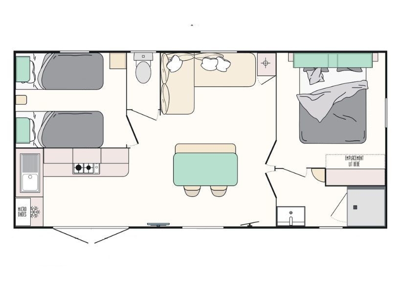 Riez à la Vie - Mobil home - Mobil-home Evasion+ 7 personnes 2 chambres 30m²
