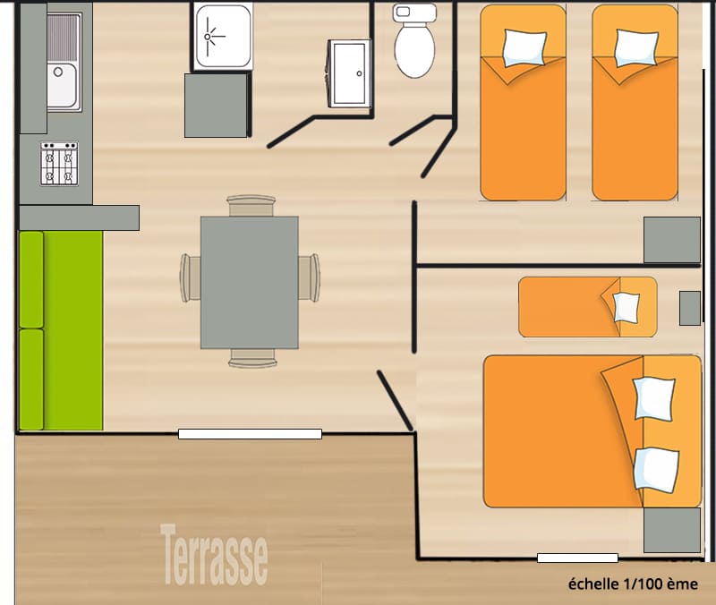 Le Pavillon Bleu - Mobil home - Cottage 4/6P Standard - TV