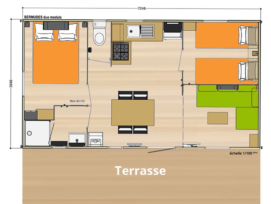 Plijadur - Mobil home - Mobil-home 4/6P Grand Confort -Terrasse Luxe - TV