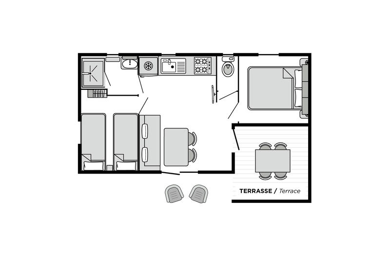 Camping Club Les Brunelles - MS Vacances - Mobil home - 4p - Cottage Bergame CONFORT