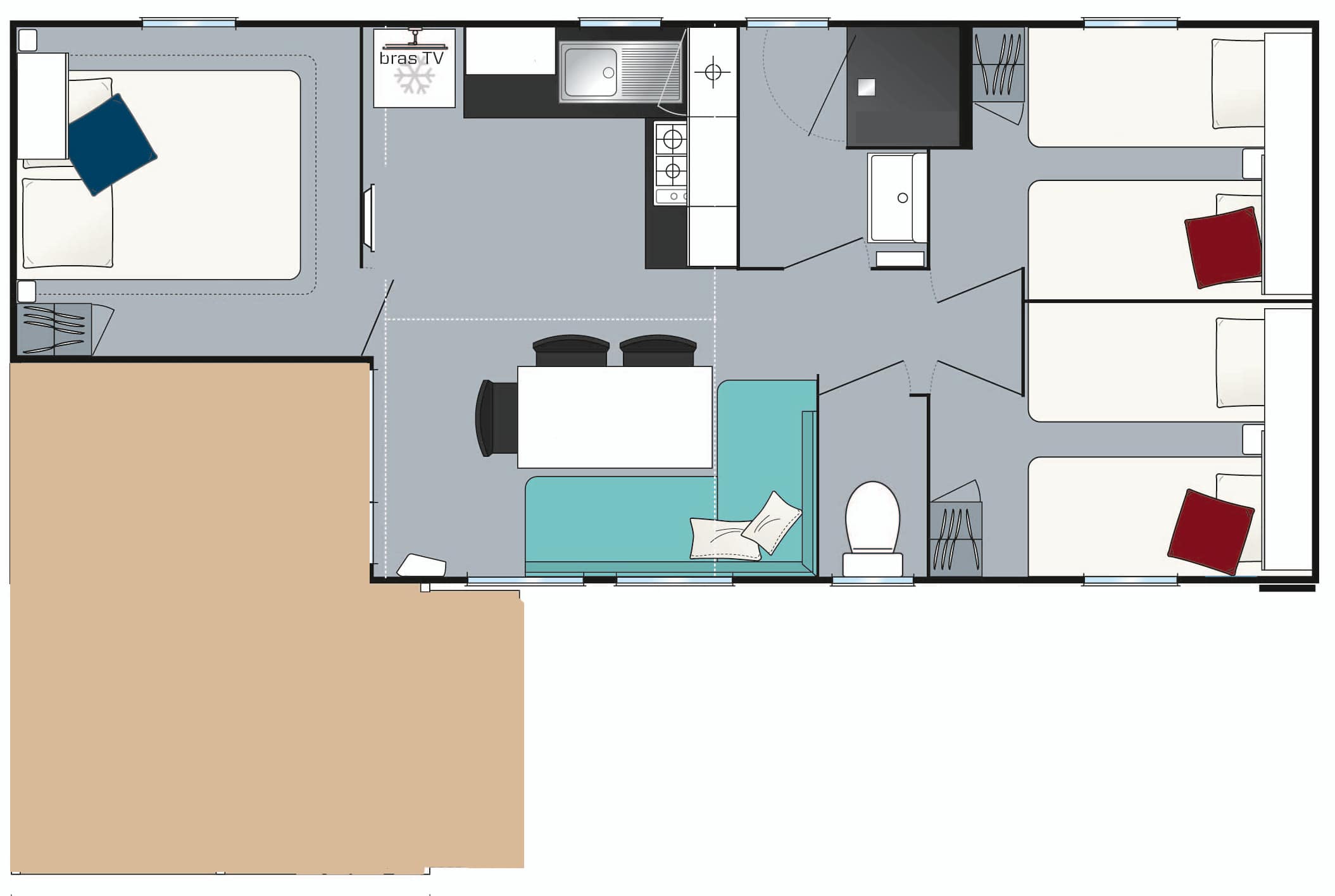Les Pirons - Mobil home - Mobil-home Loisir+ 8 personnes 3 chambres 30m²