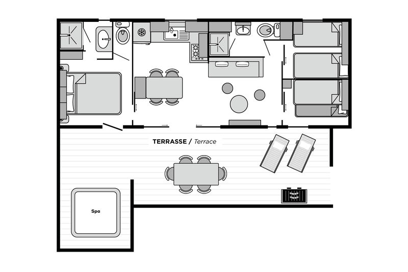 Camping Club Médoc Plage - MS Vacances - Mobil home - 6p - Otello Sabia SIGNATURE & SPA Quartier Piéton