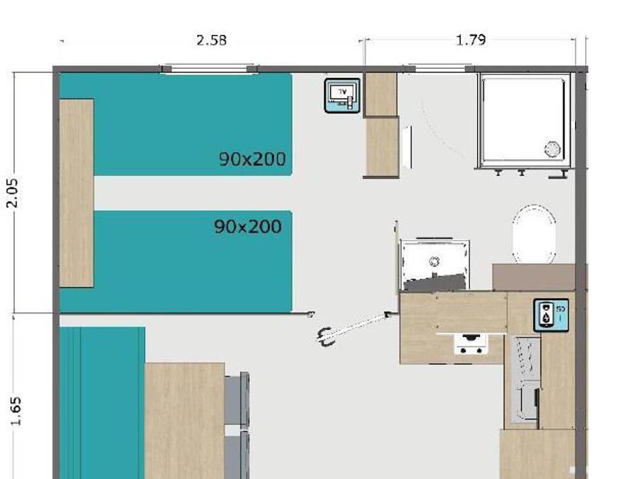 Les Peupliers - Mobil home - Mobilhome 2 personnes - MH Rapidhome HOTELIER 1 CH n°54