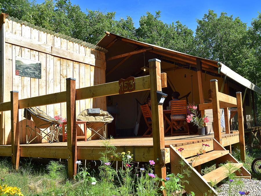 Les 3 Cantons - Tente meublée - Tente en toile et en bois 4 personnes - Safari