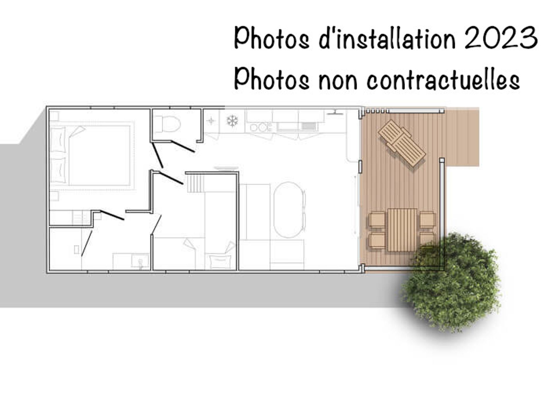 Lac de Thoux - Mobil home - Family Premium BDL 28m² - Clim + TV + Terrasse Couverte