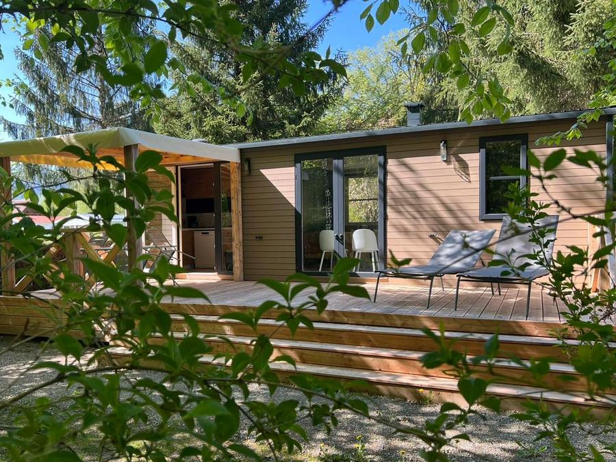 Camping du lac de la Seigneurie - Mobil home - Mobilhome 6 personnes - Cottage Ohara Côté Jardin Premium 36m² - 3 chambres + Terrasse + TV + LV + Clim + Vue sur la forêt