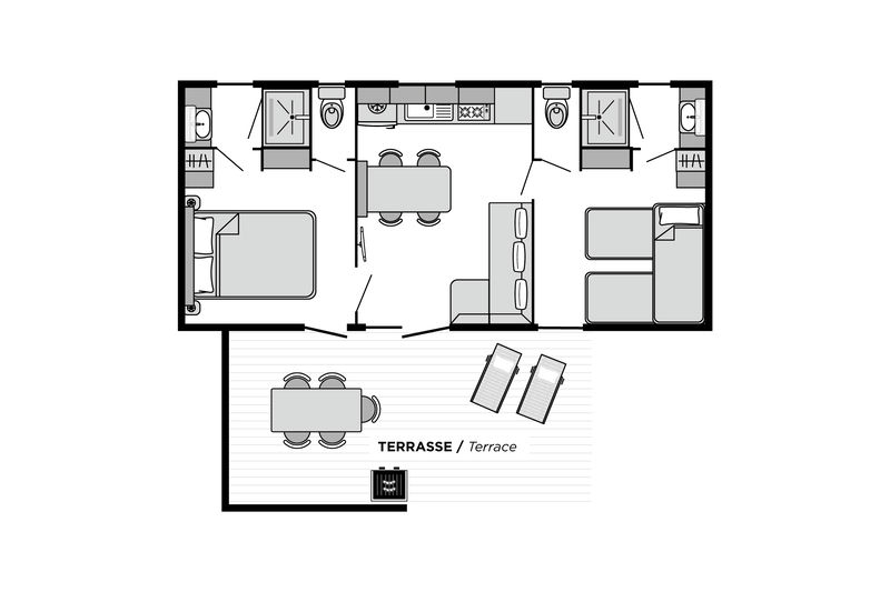 Camping Club La Côte Sauvage - MS Vacances - Mobil home - 5p - Cottage Rio PREMIUM - Vue Baie