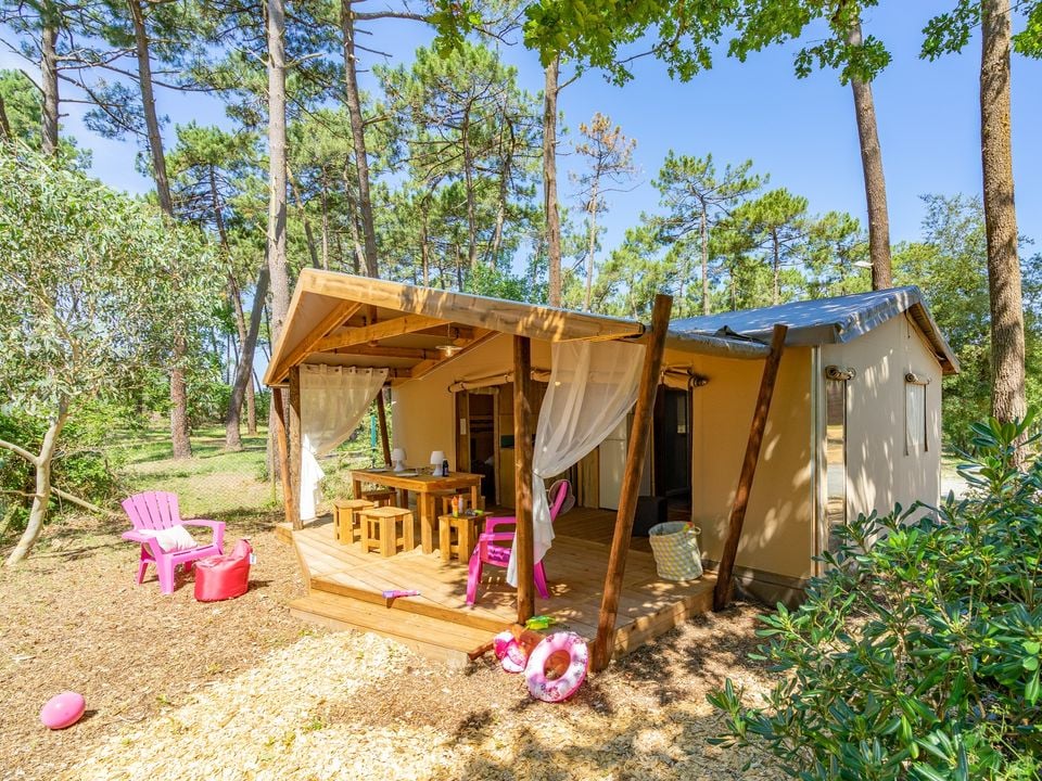 Camping des Pins - Mobil home - Tente en toile et en bois 6 personnes - Ecolodge Premium Cotton