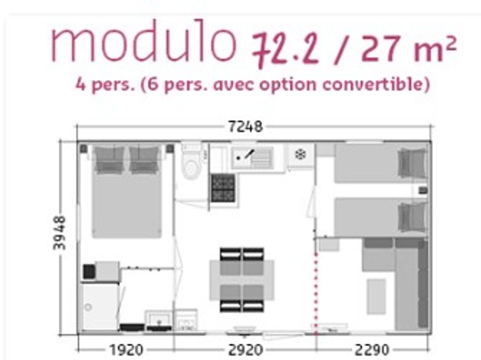 L'Estuaire - Mobil home - Mobilhome 6 personnes - Mobil home Confort plus - 27m² - 2 chambres + convertible - terrasse couverte
