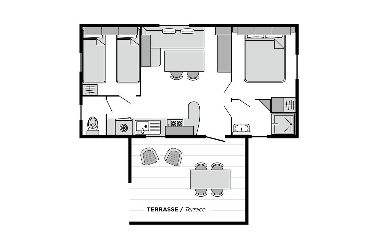 Camping Club La Côte des Roses - MS Vacances - Mobil home - 4p - Cottage Faro CLASSIC climatisé