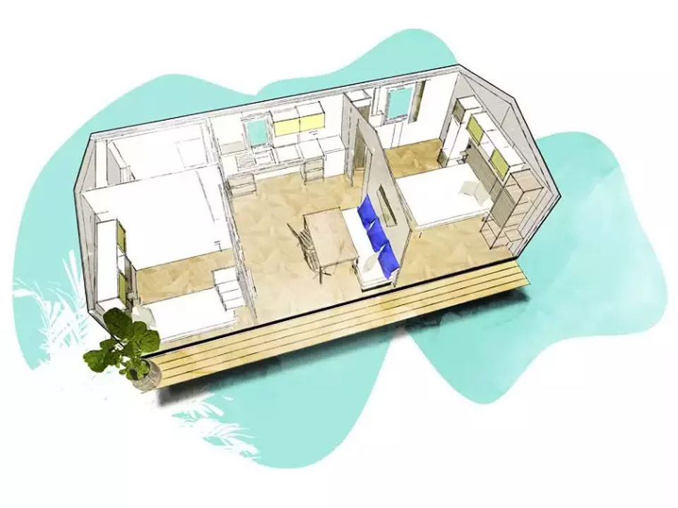 Les Pins de la Coubre - Mobil home - Mobilhome 4 personnes - Cottage PMR Jonquille 3 Pièces 4 Personnes + TV ***