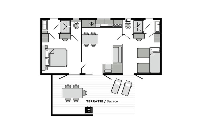 Camping Club Les Brunelles - MS Vacances - Mobil home - 5p - Cottage Rio PREMIUM