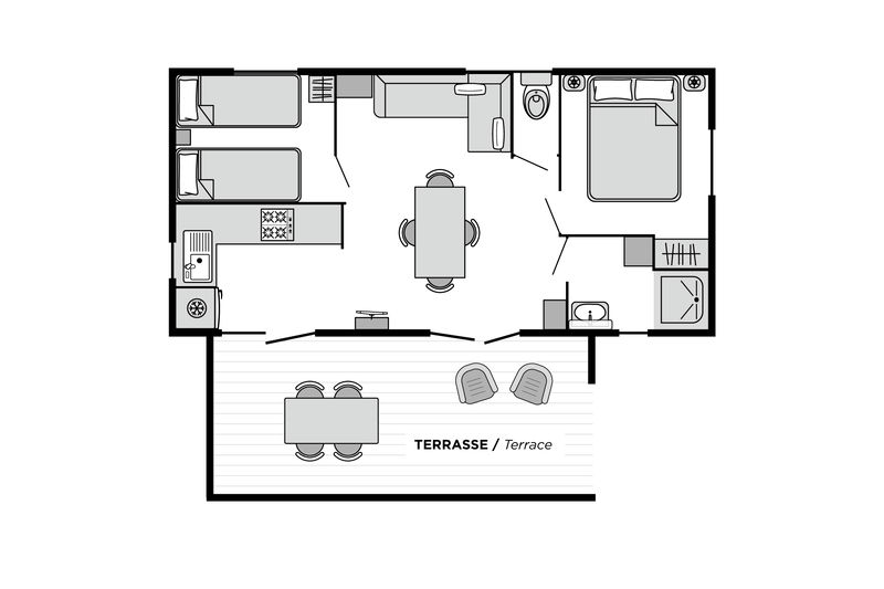 Camping Club Plage Sud - MS Vacances - Mobil home - 4p - Cottage Palma CONFORT climatisé