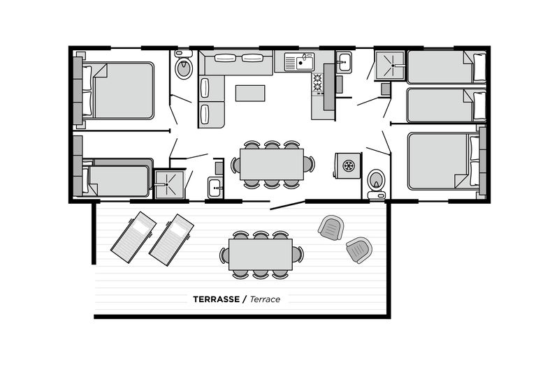 Camping Club Médoc Plage - MS Vacances - Mobil home - 8p - Cottage Tribu CONFORT climatisé