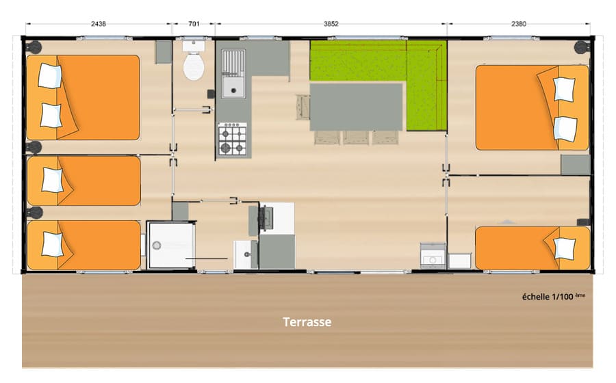 L'Anse des Pins - Mobil home - Mobil-Home 8P Grand confort - 4 Chambres - TV