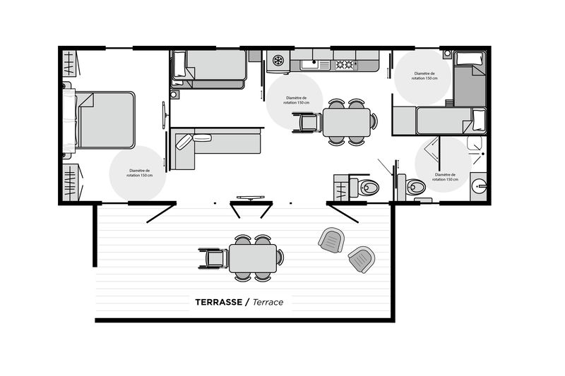 Camping Club Les Brunelles - MS Vacances - Mobil home - 6p - Cottage Access' PMR CONFORT climatisé