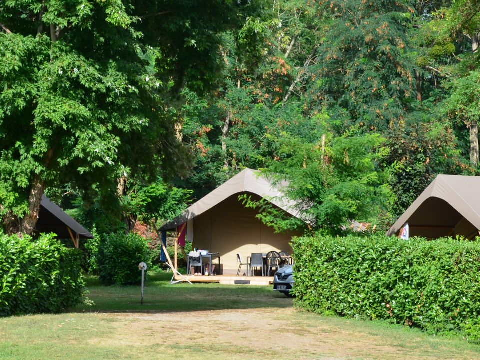 Les Mijeannes - Tente meublée - Tente en toile et en bois 6 personnes - NEW//Tente Woodlodge Confort Family 34m² (3ch - 6pers) - sans sanitaire