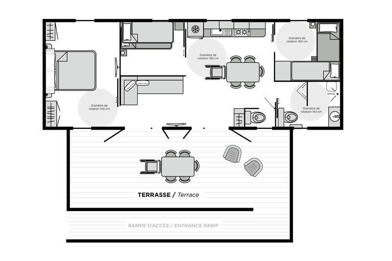 Camping Club Le Trianon - MS Vacances - Mobil home - 6p - Cottage Access' PMR CONFORT climatisé