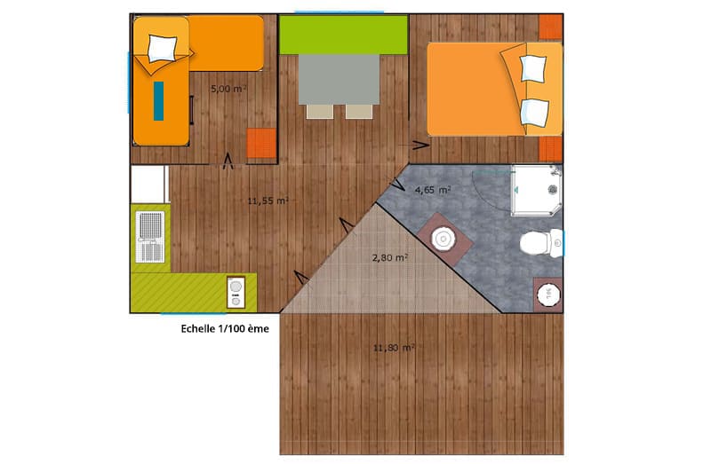 Le Pavillon Bleu - Lodge - Tente lodge Mana 4P - Sanitaires