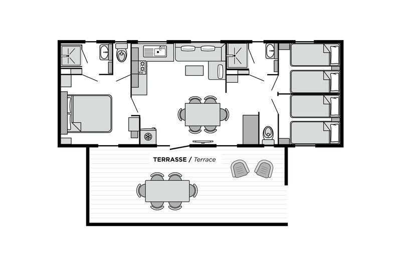 Camping Club Les Tamaris - MS Vacances - Mobil home - 6p - Cottage Toscane CONFORT climatisé