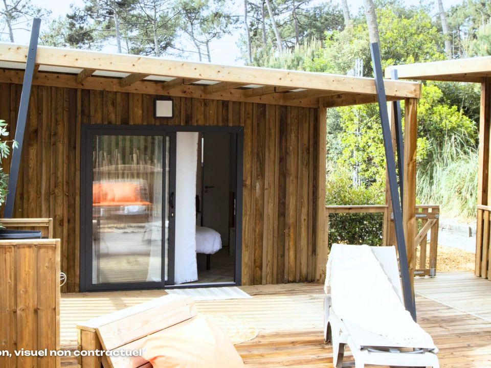 Les Dunes - Châlet - Chalet 2 personnes - Bois Premium 16m² - 1 chambre + terrasse couverte 8m² + TV + CLIM