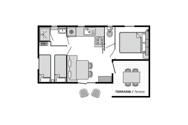 Camping Club La Côte des Roses - MS Vacances - Mobil home - 4p - Cottage Bergame CONFORT climatisé