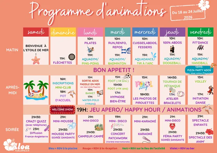Les animations proposées