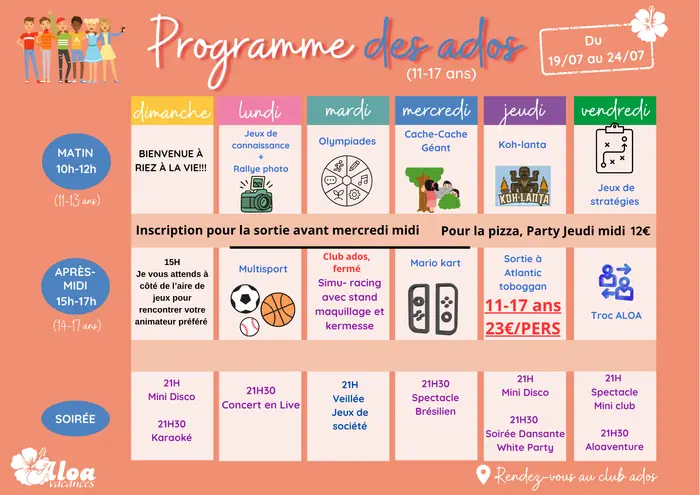 Les animations proposées