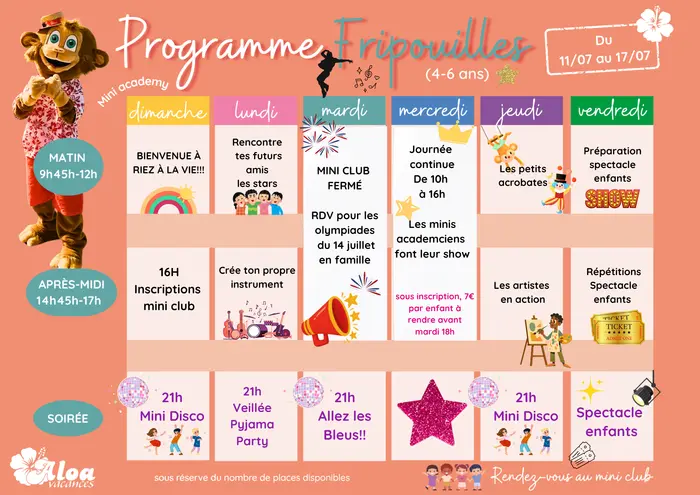 Les animations proposées