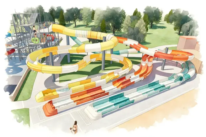 Un parc aquatique chauffé toute la saison