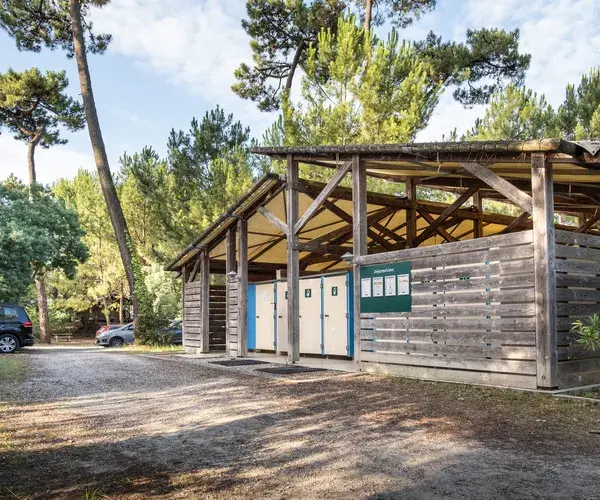 Des bassins extérieurs sous les pins