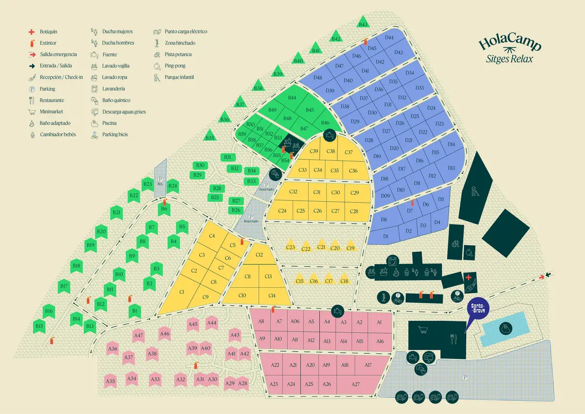 Plan du camping Camping HolaCamp Sitges Relax