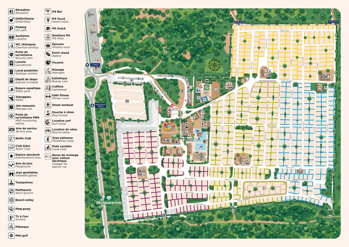 Plan du camping Camping Club Les Tourterelles - MS Vacances