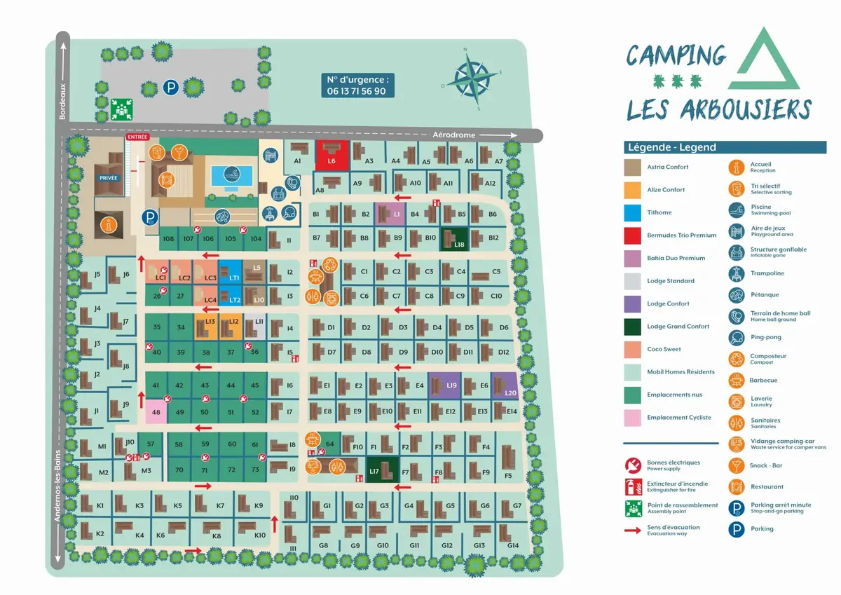 Plan du camping Camping Les Arbousiers