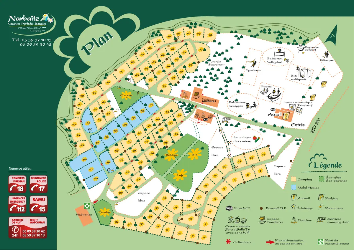 Plan du camping Camping Narbaitz