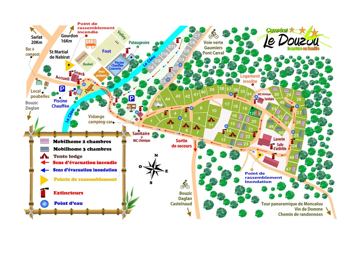 Plan du camping Camping Le Douzou