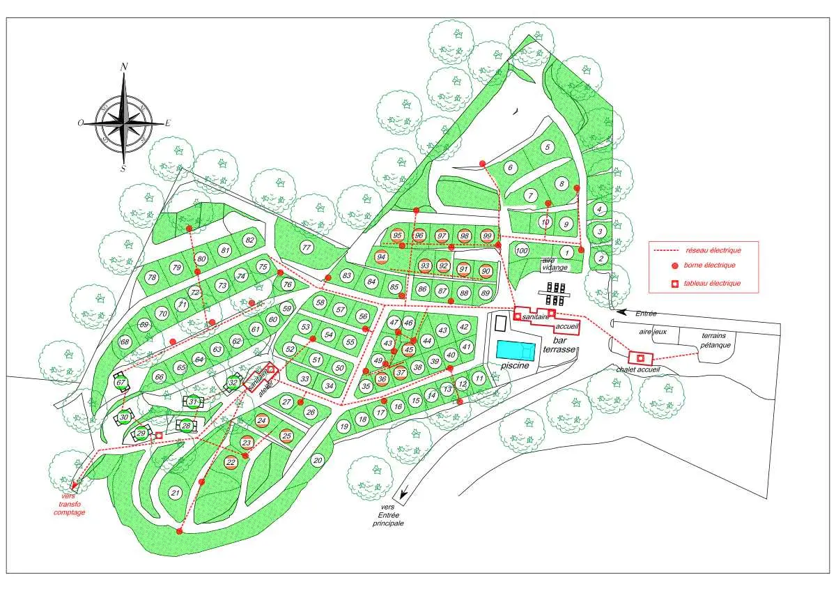 Plan du camping Camping Le Pech de Caumont