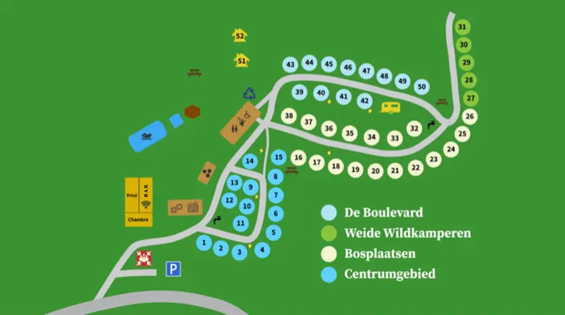 Plan du camping Camping Le Coteau de l'Herm