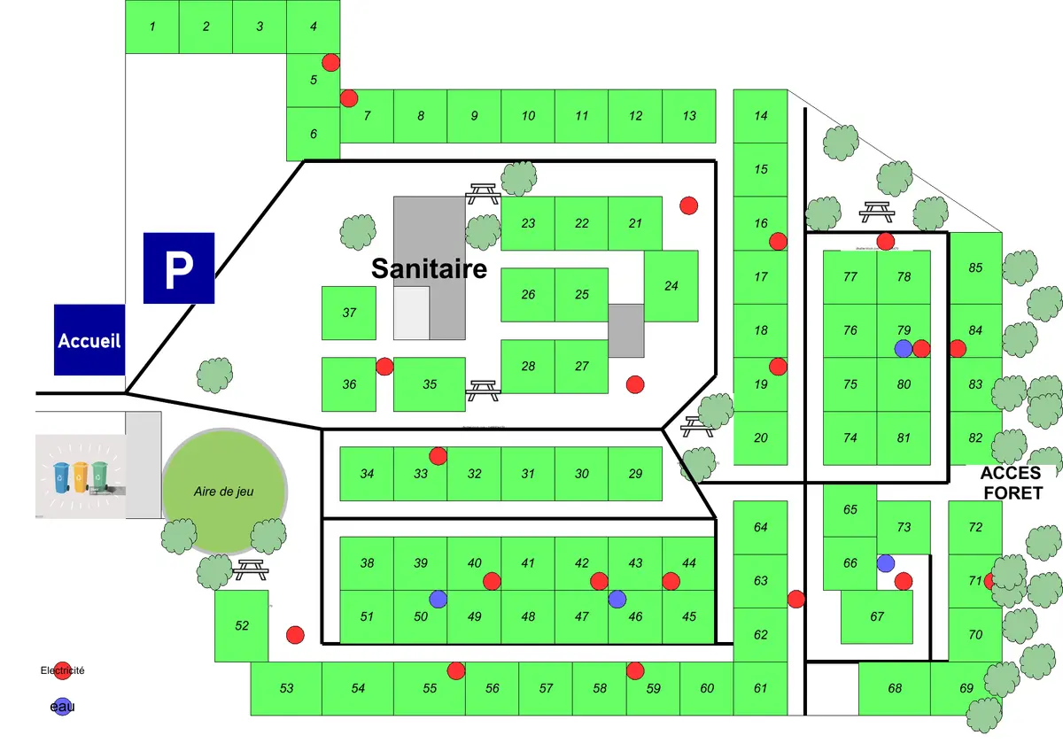 Plan du camping Camping De Bilos