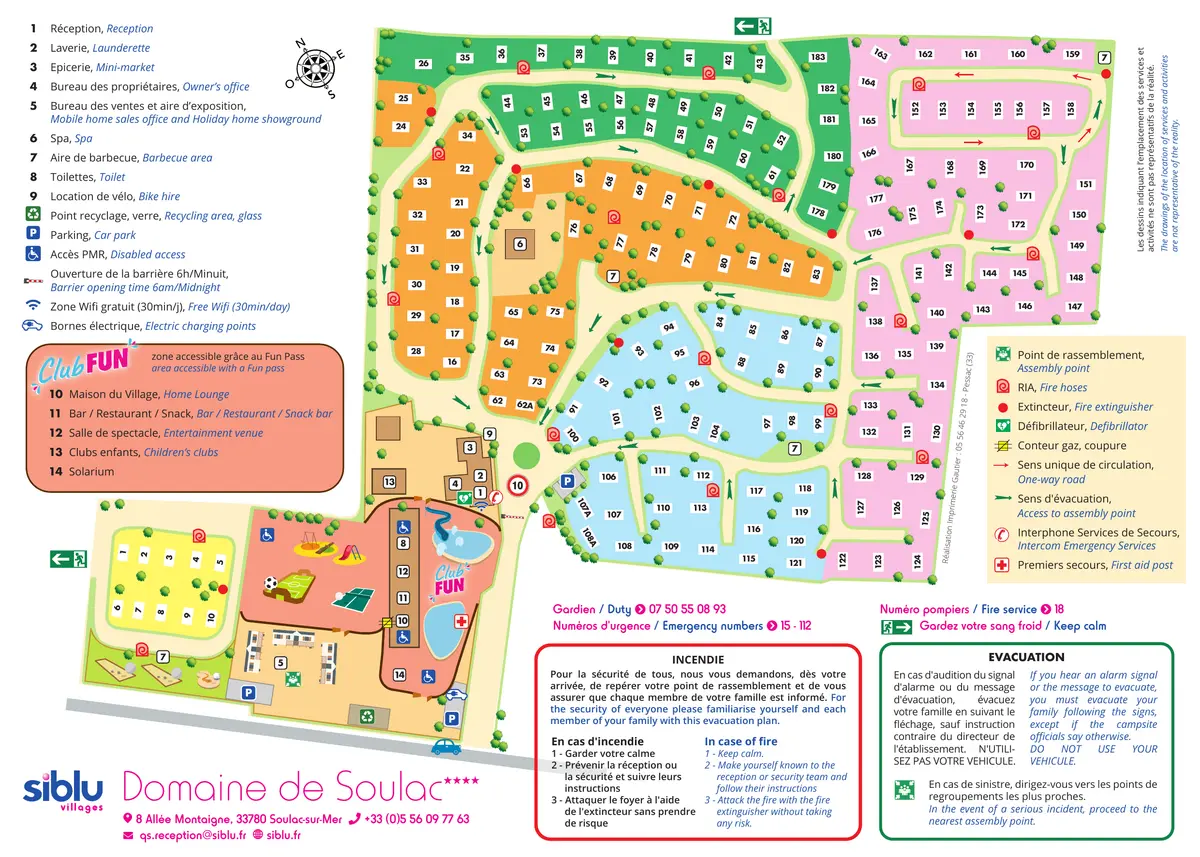Plan du camping Domaine de Soulac